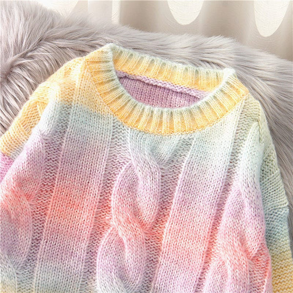 Explosive Women's Loose Rainbow Sweater Women