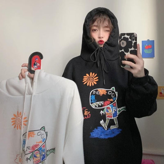 Kawaii Cartoon Printed Loose Hoodies