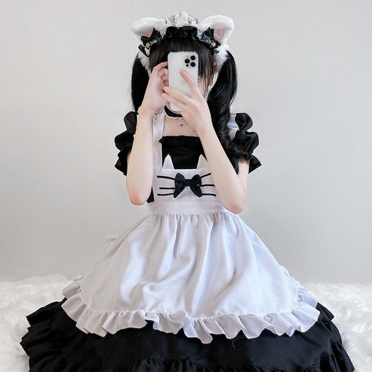 Kawaii Kitty Bow Lolita Maid Dress Set