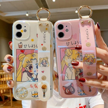 Kawaii Pink Sailor Moon Wristband iPhone Case