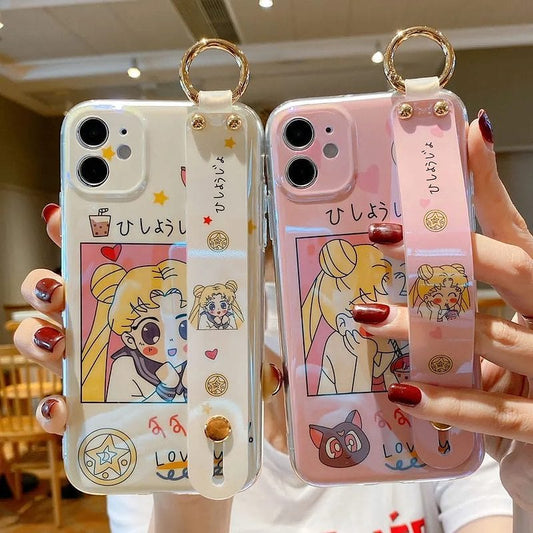 Kawaii Pink Sailor Moon Wristband iPhone Case