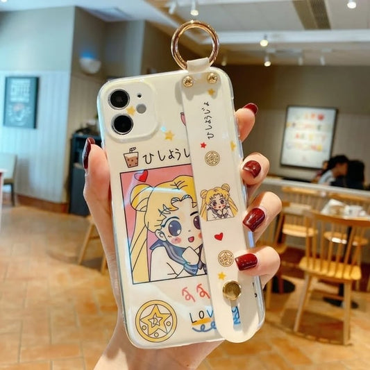 Kawaii Pink Sailor Moon Wristband iPhone Case