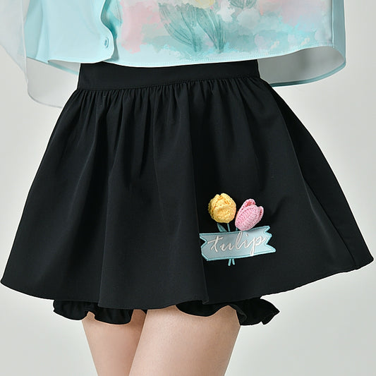 Black All-match High Waist Temperament Umbrella Skirt