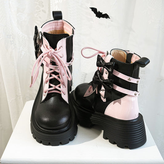 Black Night Knight Style Lolita Martin Boots