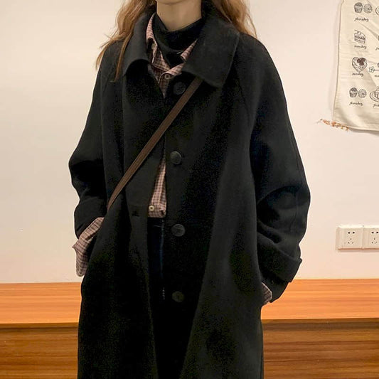 Japanese Mid-length Black Temperament Coat