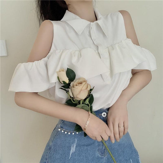 Cutout Shoulder Sleeved Shirt