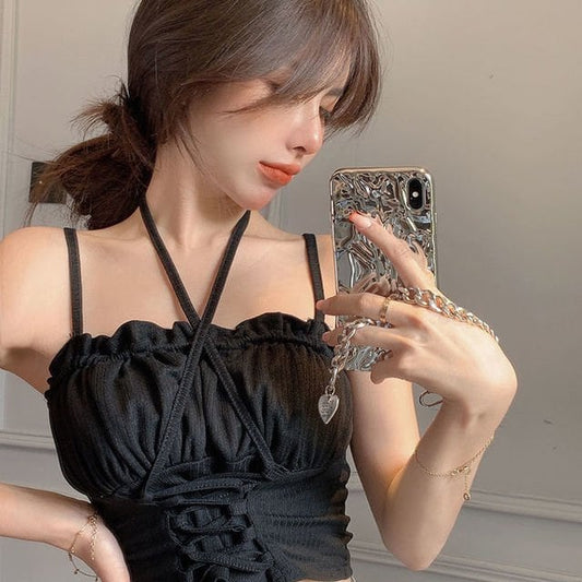Korean Style Ruffles Lacing-up Vest