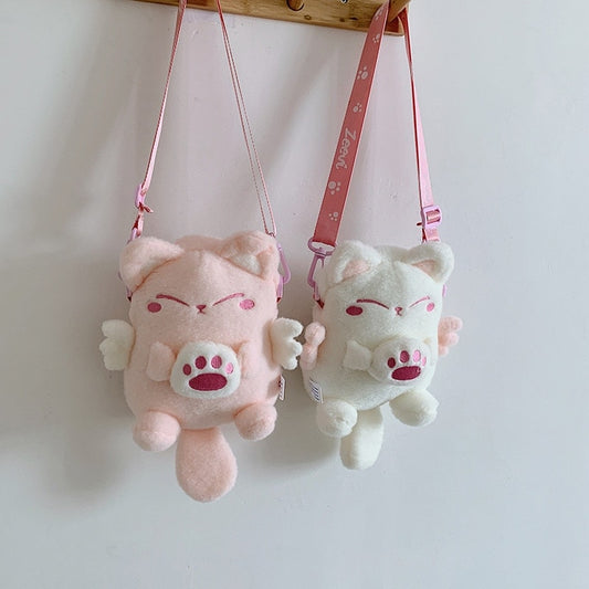 Kawaii Cartoon Cat Plush Shoulder Bag