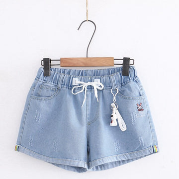 Kawaii Rabbit Denim Tattered Shorts