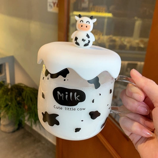 Cartoon Milk Cow Glass Mug