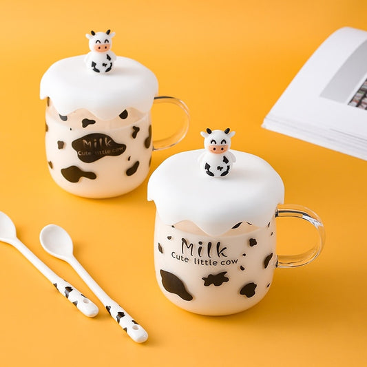 Cartoon Milk Cow Glass Mug