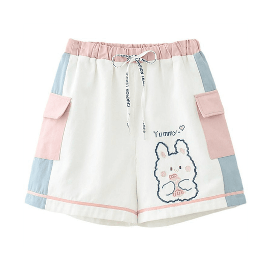 Cartoon Rabbit Embroidery Cotton Short