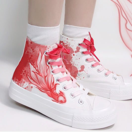 Cartoon Red Graffiti High Top Canvas Shoes