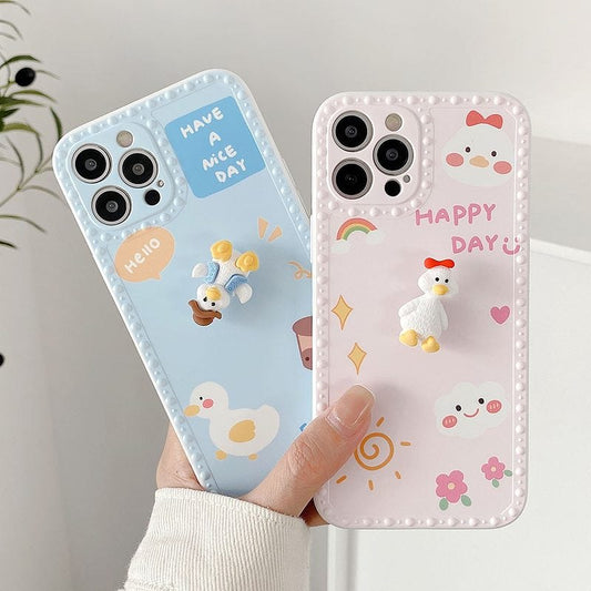 Cute Cartoon Pink Duck iPhone Case