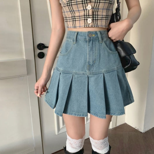 Harajuku Casual Denim Mini Skirt