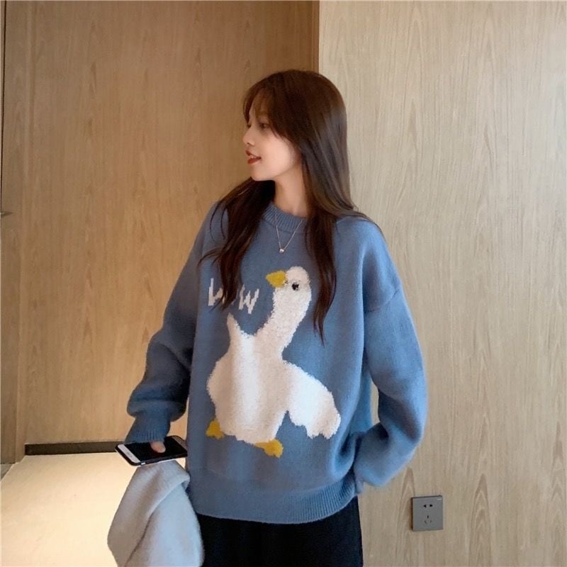 Kawaii Cartoon Duck Sweater.