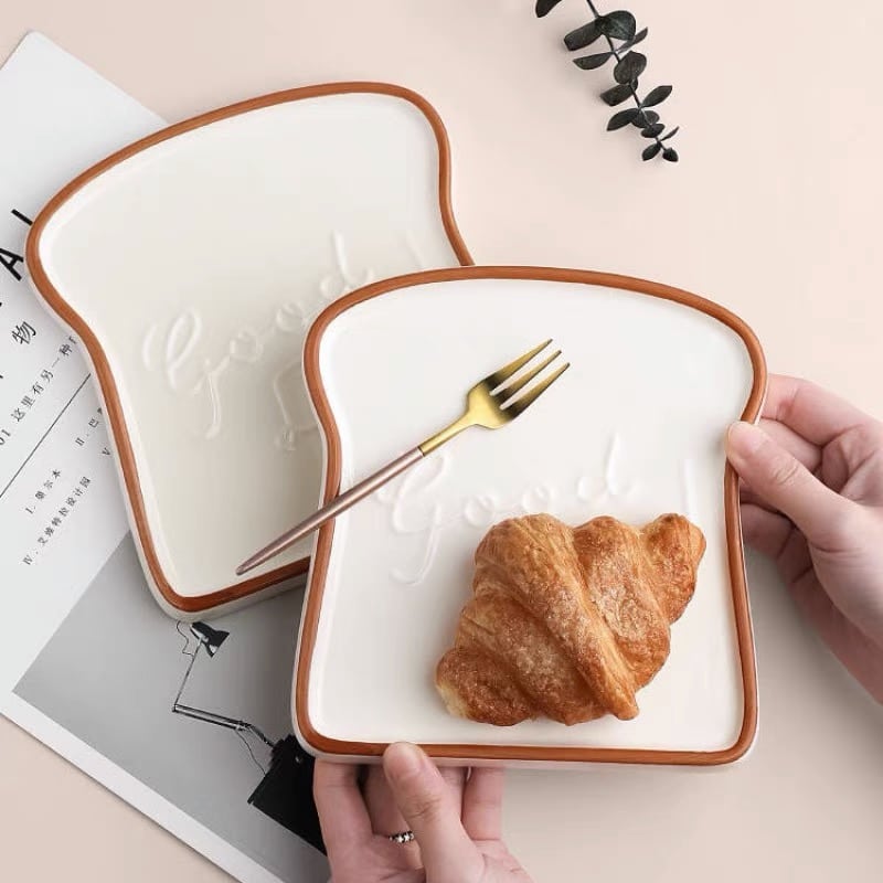Table Toash Ceramic Toast Shaped Plate