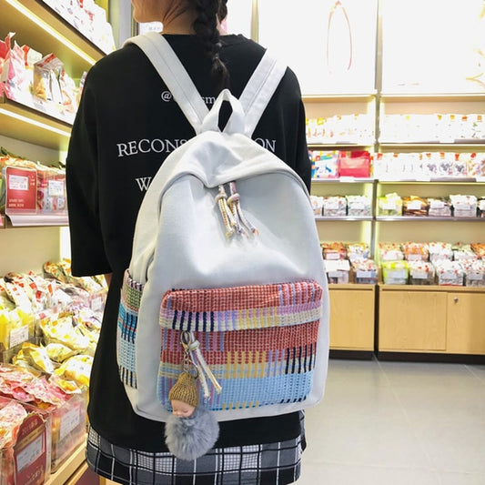 Kawaii Rainbow Plaid Backpack