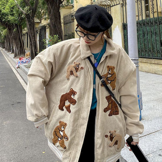 Cute Bear Baseball Jacket