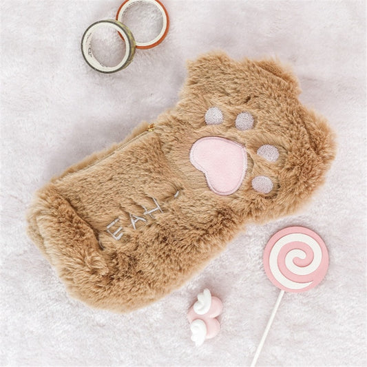 Kawaii Cat Fluffy Paw Pencil Case