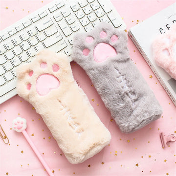 Kawaii Cat Fluffy Paw Pencil Case