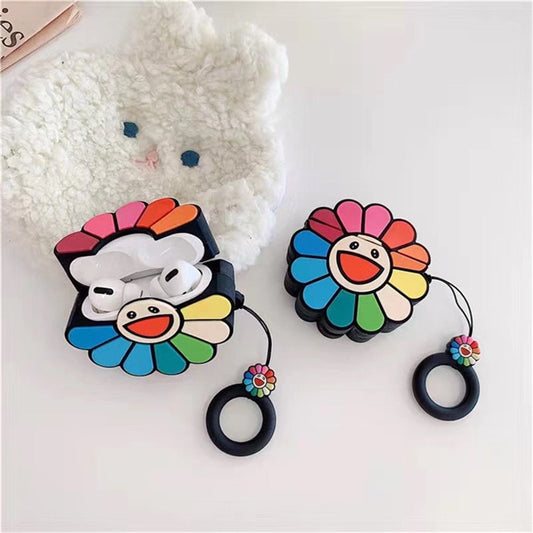 3D Cartoon Rainbow Smile Sun Flower AirPods Case