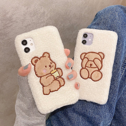 Cute Lamb Plush Bear iPhone Case