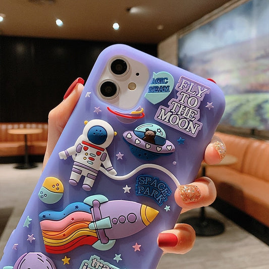 3D Cartoon Space Astronaut iPhone Case