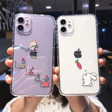 Cute Cartoon Cat Clear iPhone Case