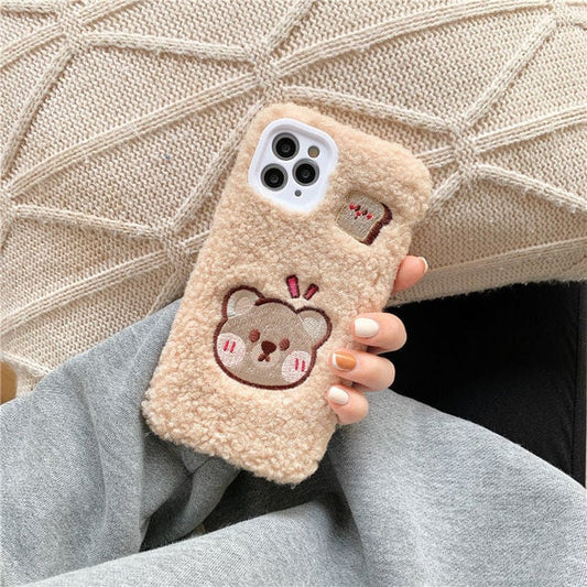 Kawaii Cartoon Bear Plush iPhone Case