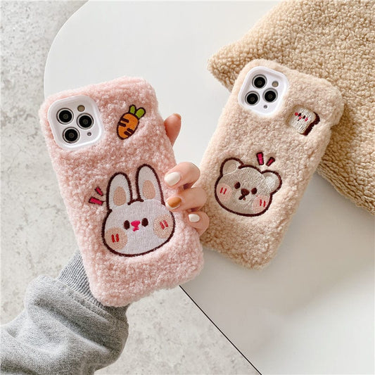 Kawaii Cartoon Bear Plush iPhone Case