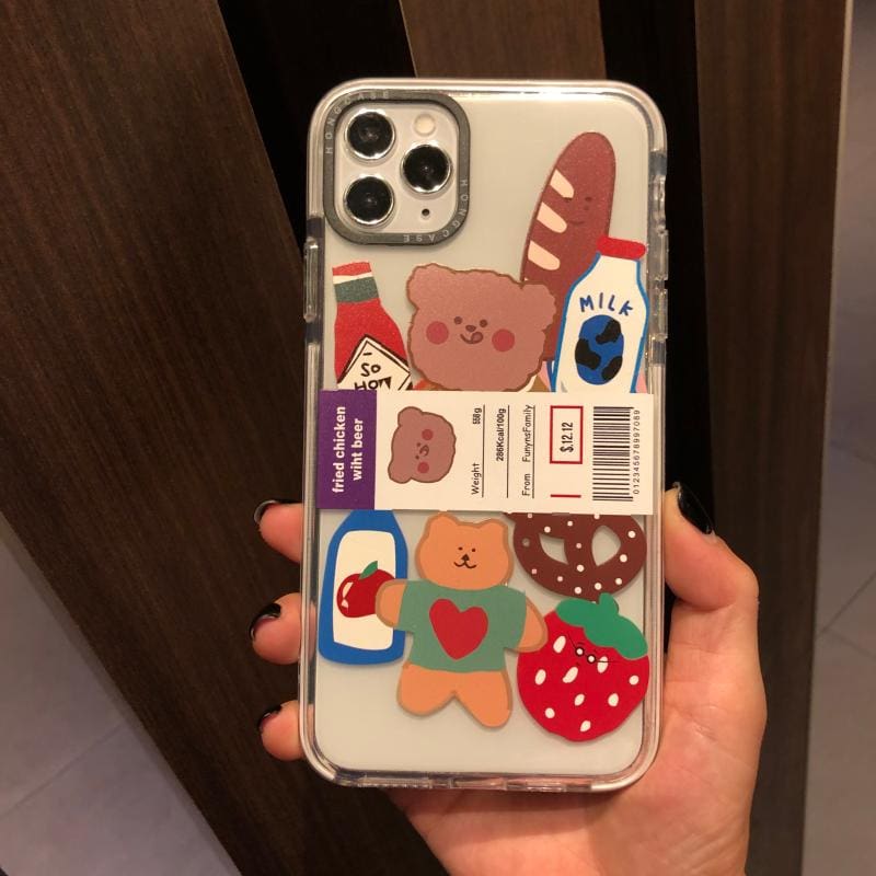 Cartoon Bear Transparent iPhone Cases.