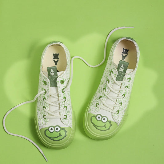 Cute Cartoon Crocodile Print Canvas Shoes