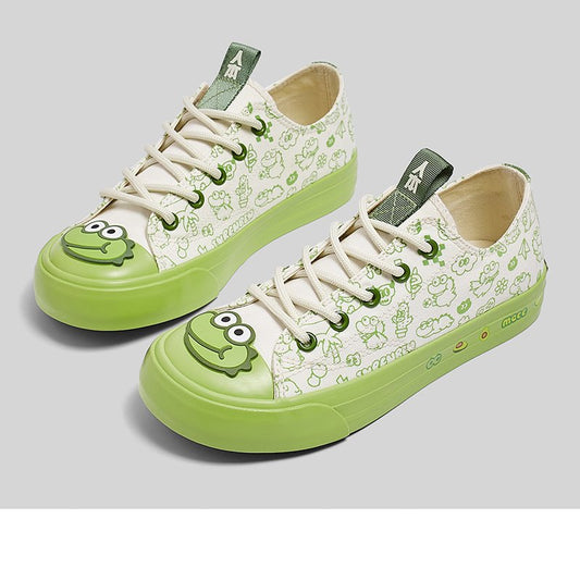 Cute Cartoon Crocodile Print Canvas Shoes