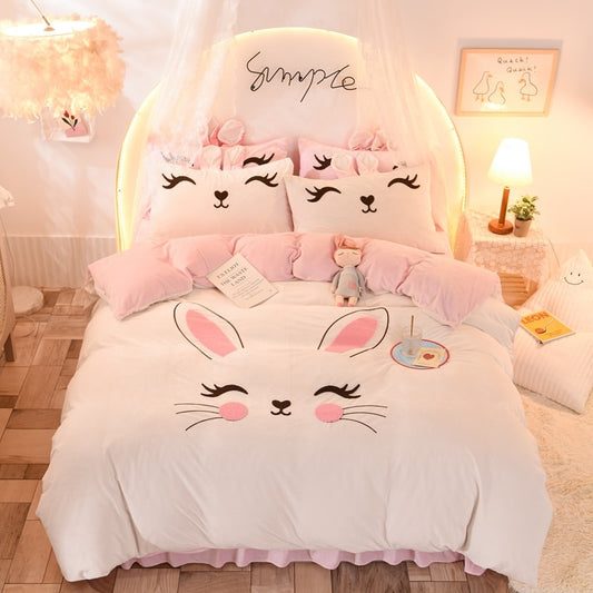 Cute Cartoon Rabbit Bed Set