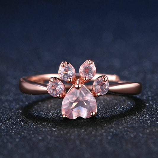 Kawaii Rose Gold Cat Paw Ring