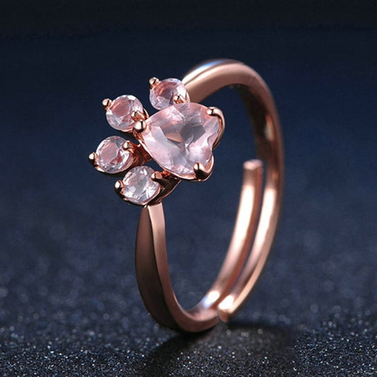 Kawaii Rose Gold Cat Paw Ring