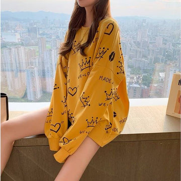 Cute Crown Print Hoodie