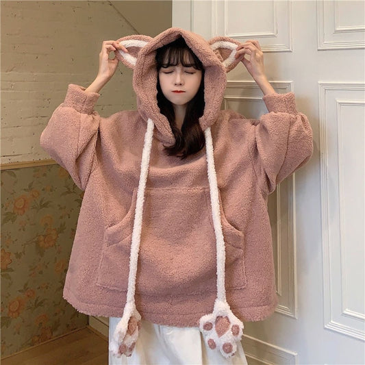 Kawaii Bear's Ear Sherpa Hoodies