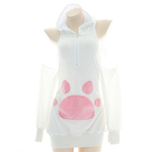 Kawaii Cat Paw Bunny Ears Halter Sweatshirt