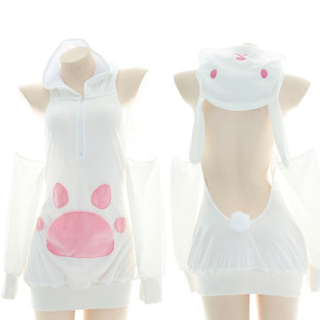 Kawaii Cat Paw Bunny Ears Halter Sweatshirt