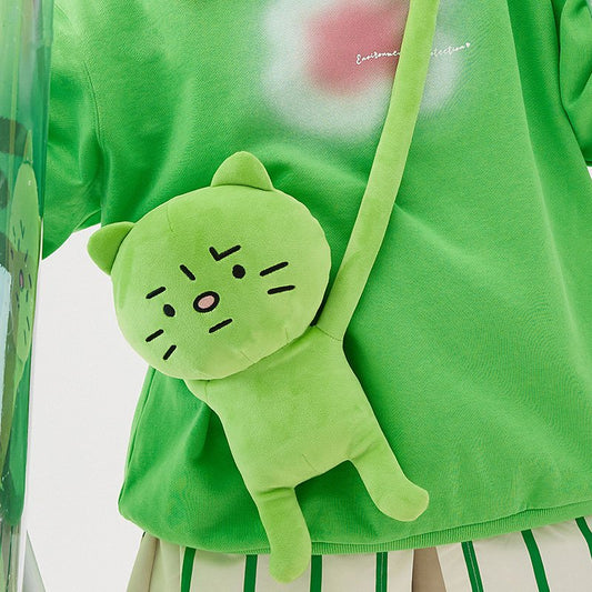 Cute Little Green Cat Doll Messenger Bag