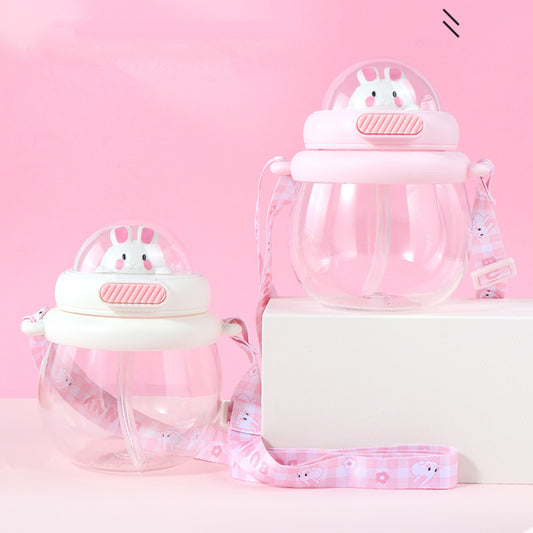 Cute Pink Bunny Space Cup With Straw