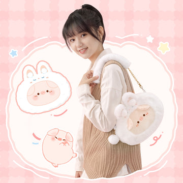 Cute Pink Rabbit Plush Shoulder Bag