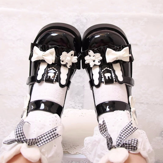 Cute Rabbit Bow Round Toe Lolita Shoes