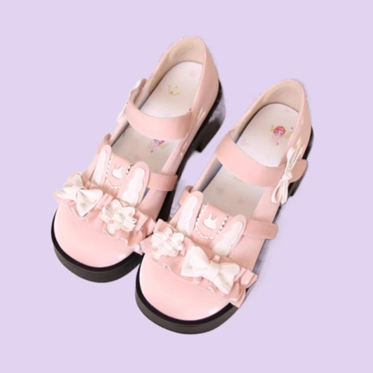 Cute Rabbit Bow Round Toe Lolita Shoes