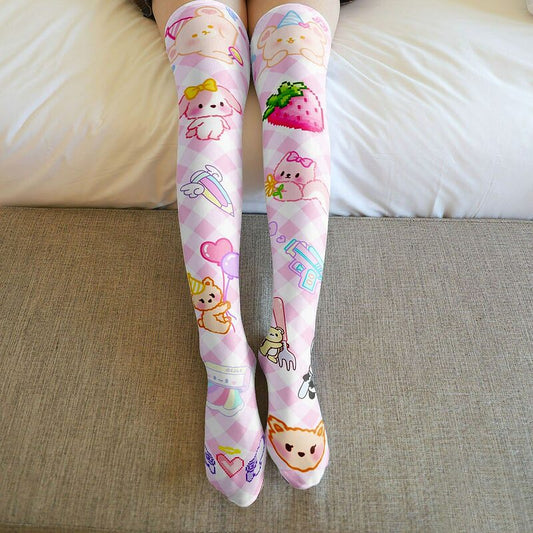 Cute Cat Paw Print Long Tube Stockings