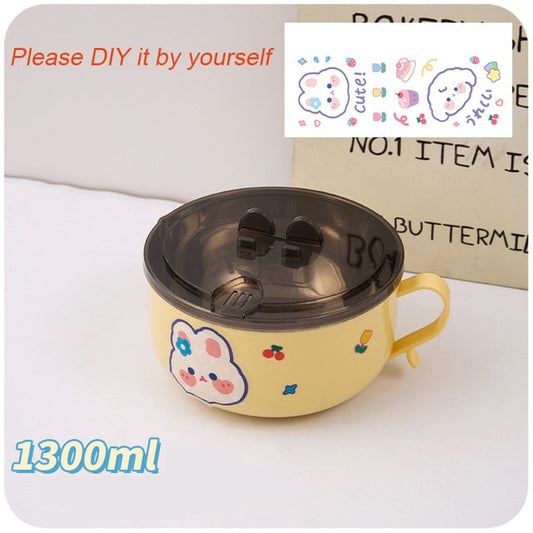 Cute Cartoon Rabbit Stainless Steel Ramen Bowl