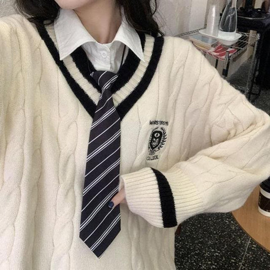 Cute Korean Student Uniforms White Sweater