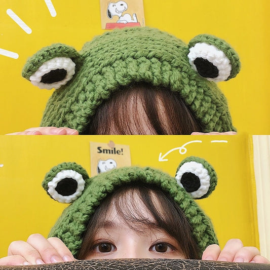 Kawaii Cute Knitted Frog Hat